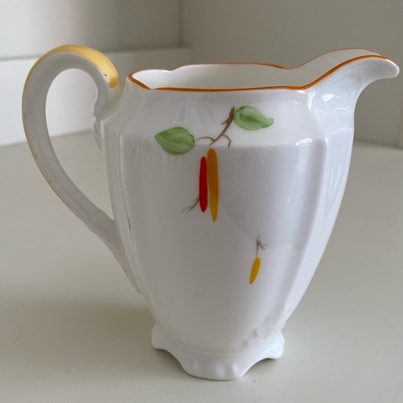 CROWN CHINA LARGE CREAMER/SAUCE JUG IN GREEN, ORANGE AND YELLOW - Picture 3 of 7